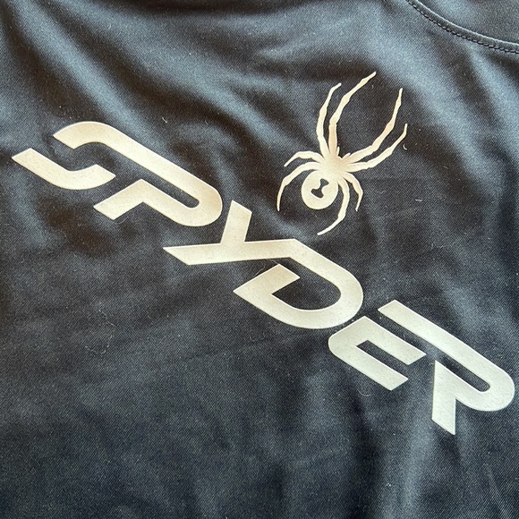 Spyder Long Sleeve Dri Fit compression Black White Mechanical Spider Ski shirt - Picture 2 of 6